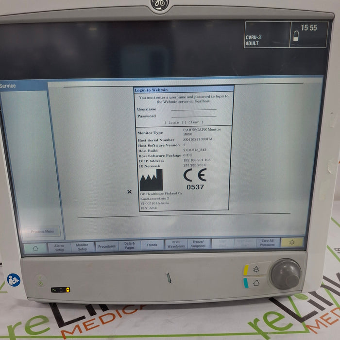 GE Healthcare Carescape B650 Critical Care Patient Monitor