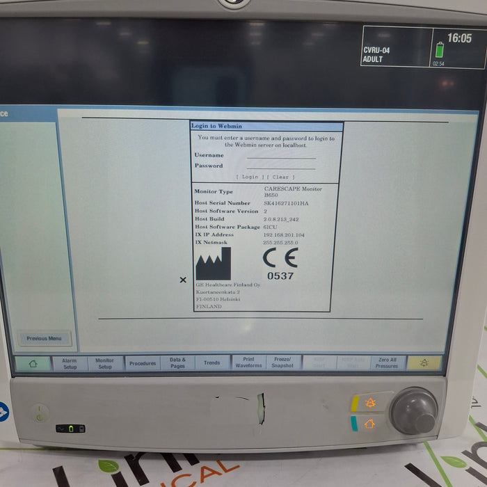GE Healthcare GE Healthcare Carescape B650 Critical Care Patient Monitor Patient Monitors reLink Online