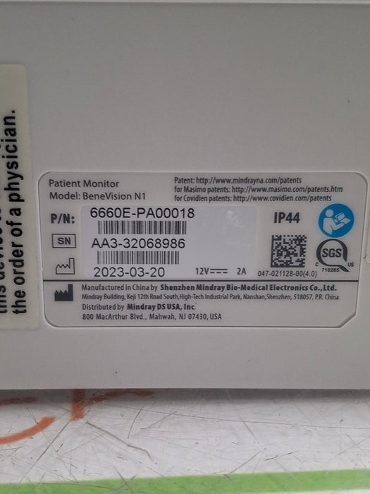 Mindray Benevision N1 Transport Patient Monitor