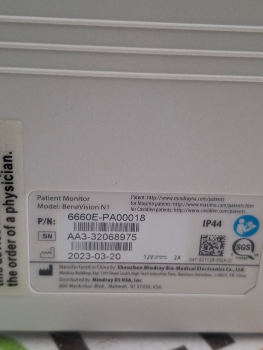 Mindray Benevision N1 Transport Patient Monitor