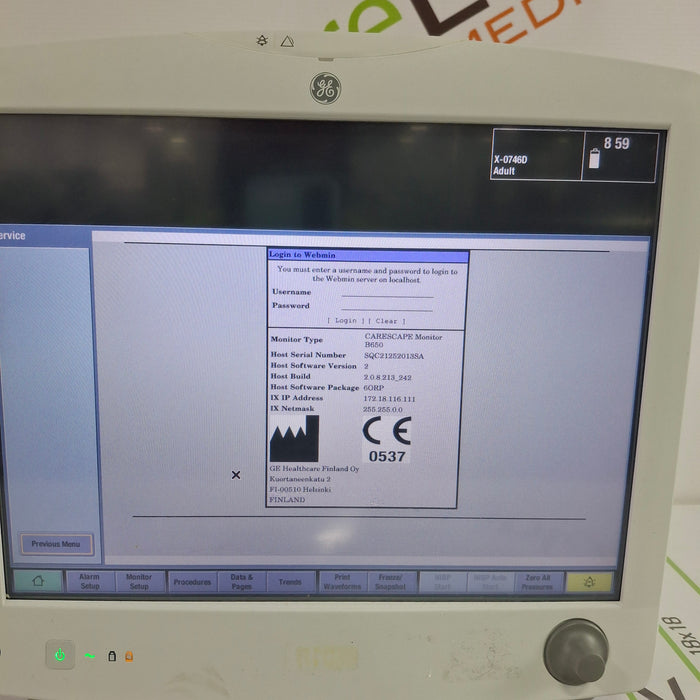 GE Healthcare Carescape B650 Anesthesia Care Patient Monitor