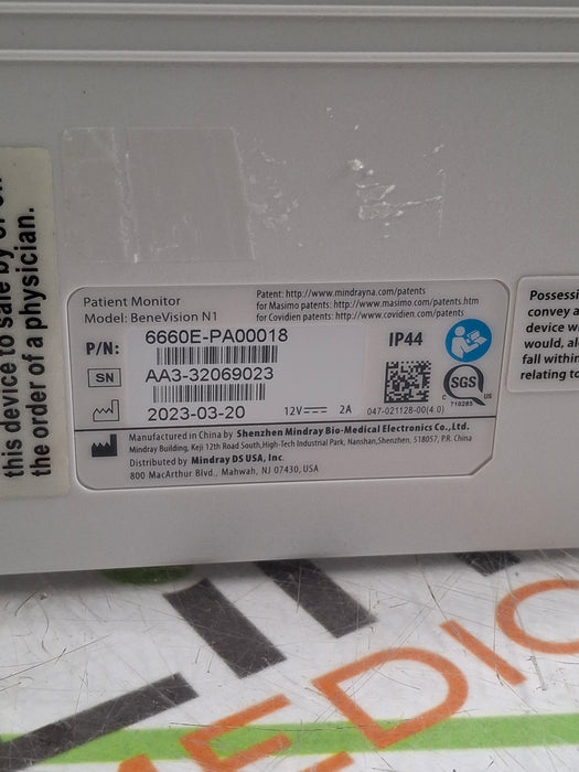 Mindray Benevision N1 Transport Patient Monitor