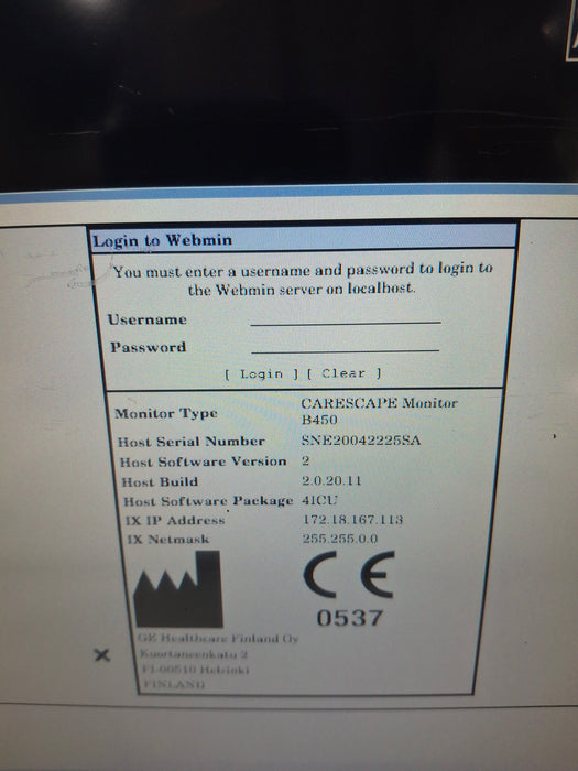 GE Healthcare Carescape B450 Critical Care Patient Monitor