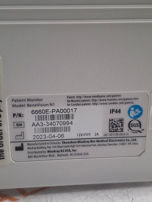 Mindray Benevision N1 Transport Patient Monitor