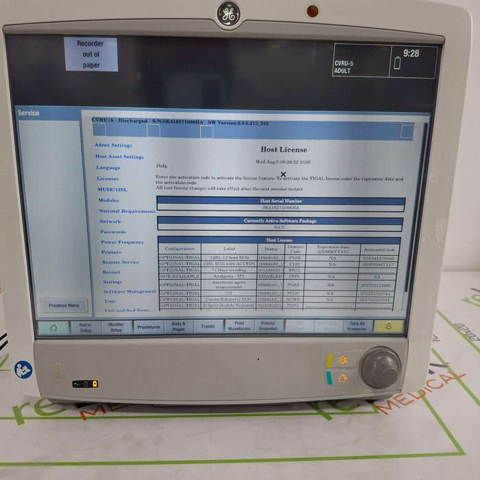 GE Healthcare GE Healthcare Carescape B650 Critical Care Patient Monitor Patient Monitors reLink Online