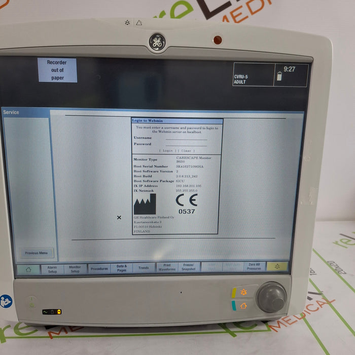 GE Healthcare GE Healthcare Carescape B650 Critical Care Patient Monitor Patient Monitors reLink Online