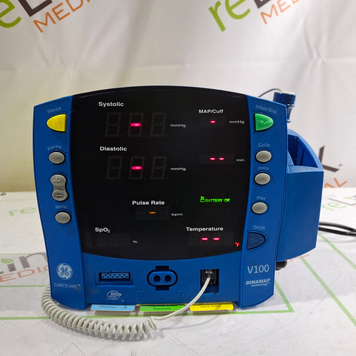 GE Healthcare GE Healthcare Dinamap V100 - NIBP, SpO2, Temp Vital Signs Monitor Patient Monitors reLink Online