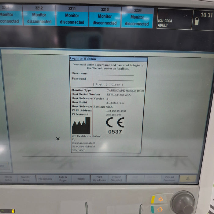 GE Healthcare GE Healthcare Carescape B650 Critical Care Patient Monitor Patient Monitors reLink Online