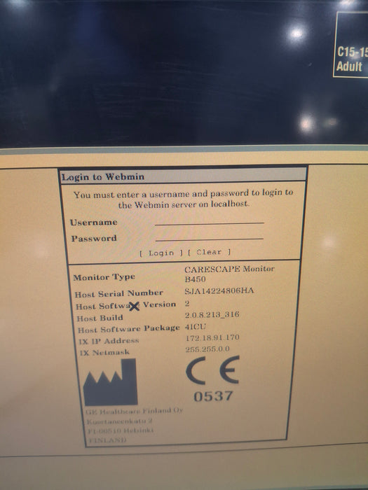 GE Healthcare Carescape B450 Critical Care Patient Monitor