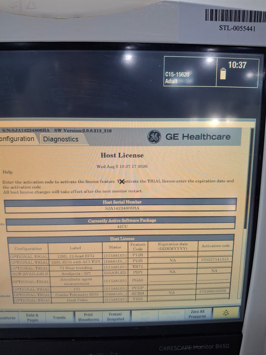 GE Healthcare Carescape B450 Critical Care Patient Monitor
