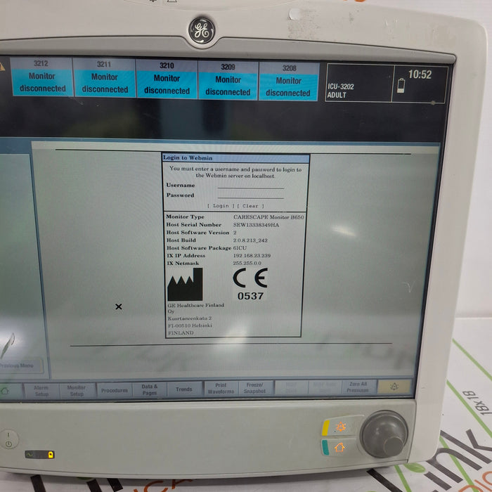 GE Healthcare Carescape B650 Critical Care Patient Monitor