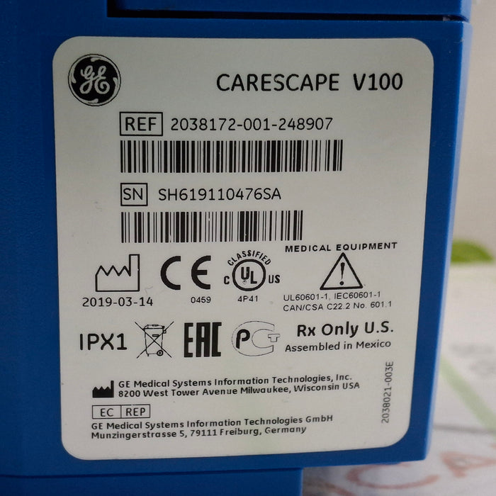 GE Healthcare Dinamap V100 - NIBP, SpO2, Temp Vital Signs Monitor
