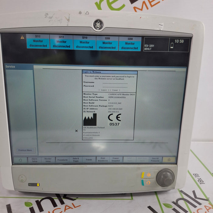 GE Healthcare GE Healthcare Carescape B650 Critical Care Patient Monitor Patient Monitors reLink Online