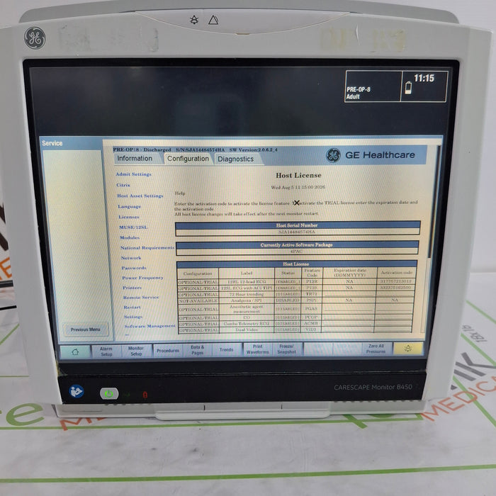 GE Healthcare Carescape B450 Post Anesthesia Care Patient Monitor