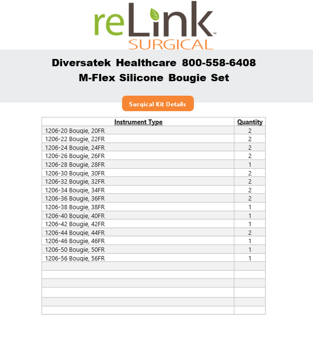 Diversatek Healthcare Diversatek Healthcare 800-558-6408 M-Flex Silicone Bougie Set Surgical Sets reLink Online