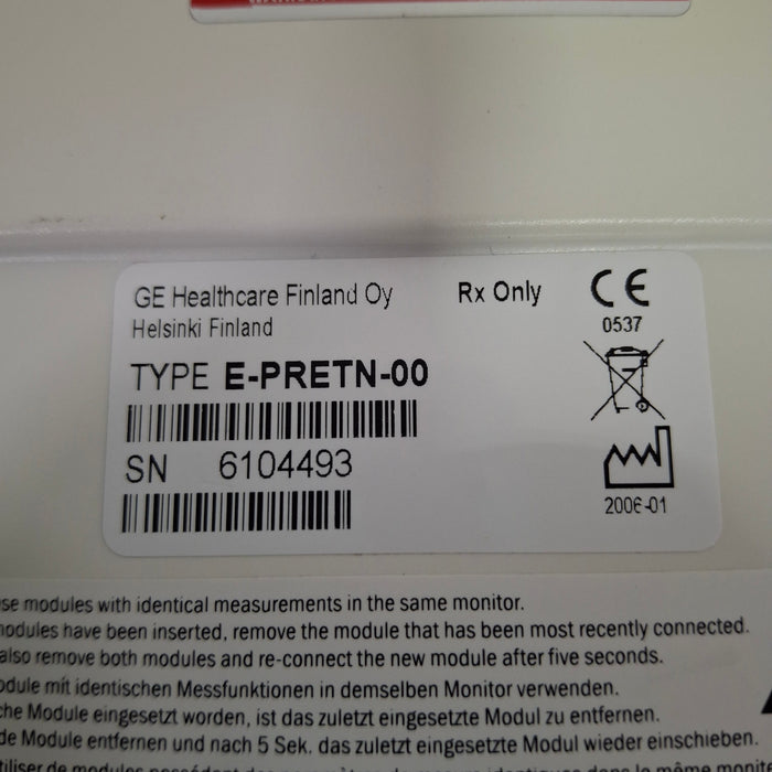 GE Healthcare GE Healthcare E-PRETN-00 Multiparameter Module Patient Monitors reLink Online