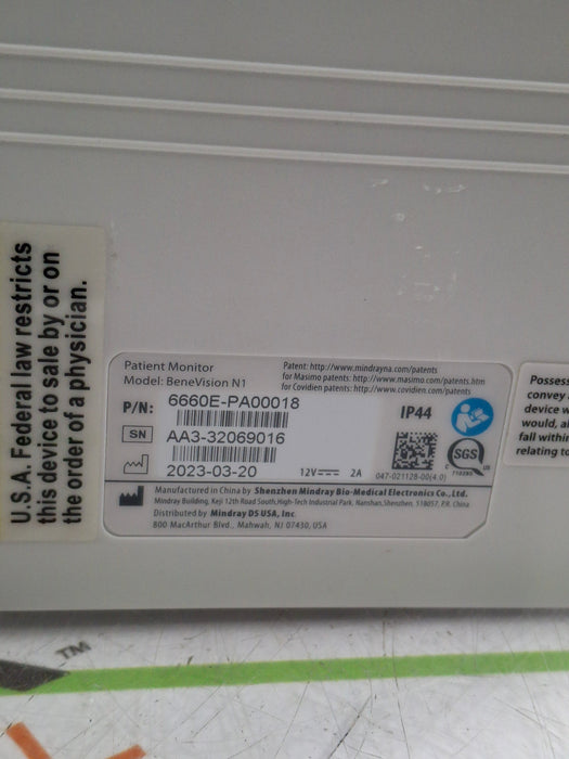 Mindray Benevision N1 Transport Patient Monitor