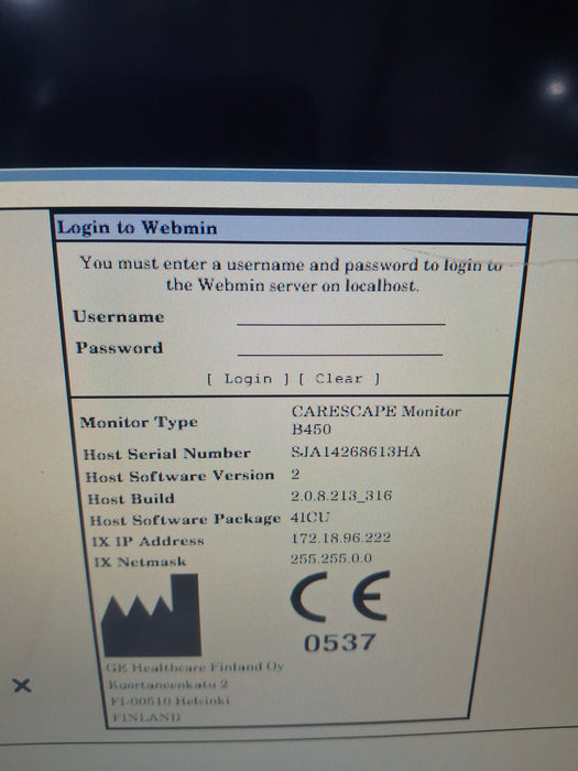 GE Healthcare Carescape B450 Critical Care Patient Monitor