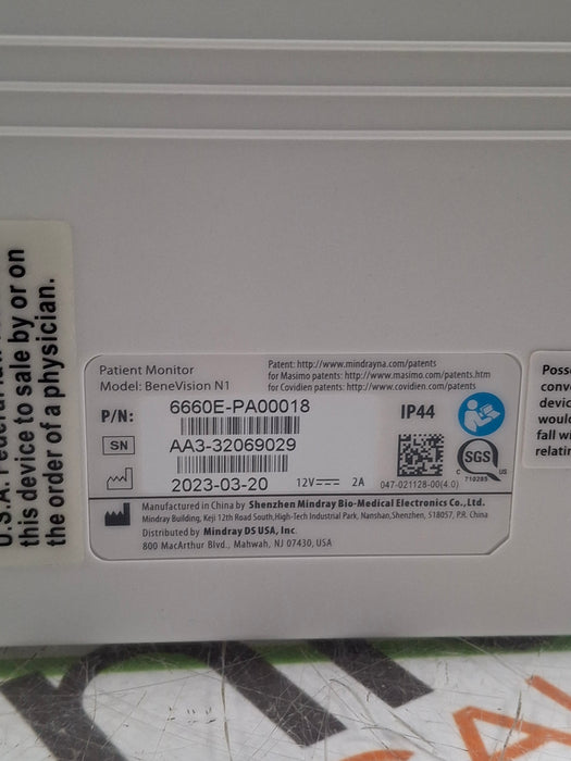 Mindray Benevision N1 Transport Patient Monitor