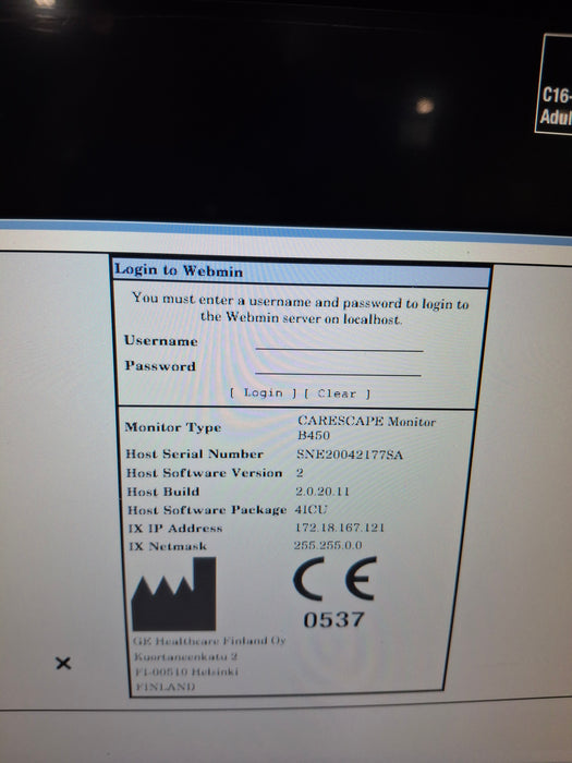 GE Healthcare Carescape B450 Critical Care Patient Monitor