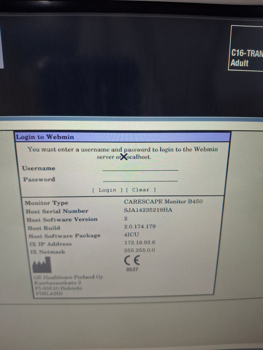 GE Healthcare Carescape B450 Critical Care Patient Monitor