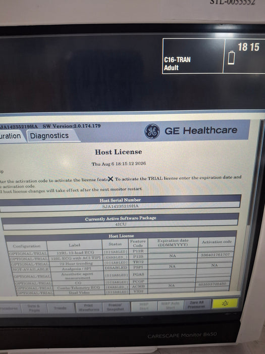 GE Healthcare Carescape B450 Critical Care Patient Monitor