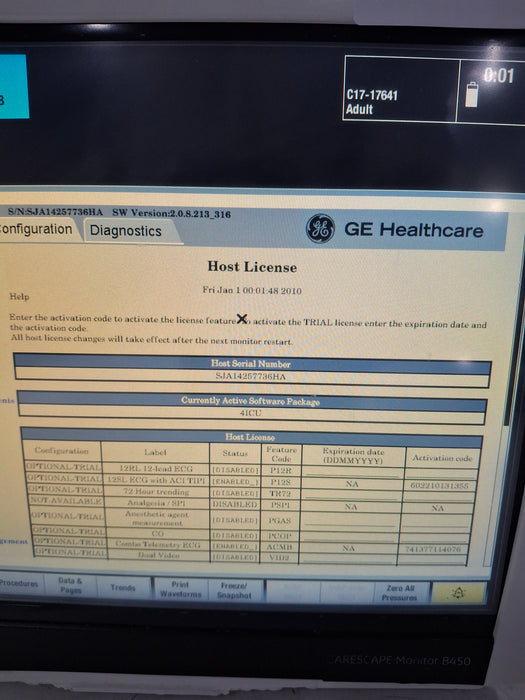 GE Healthcare Carescape B450 Critical Care Patient Monitor