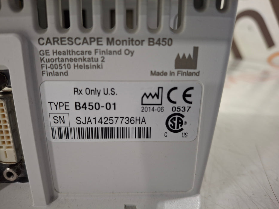 GE Healthcare Carescape B450 Critical Care Patient Monitor