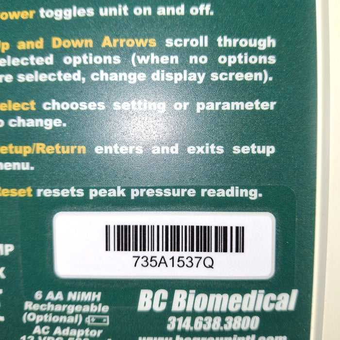 BC Biomedical NIBP-1030 Blood Pressure Simulator