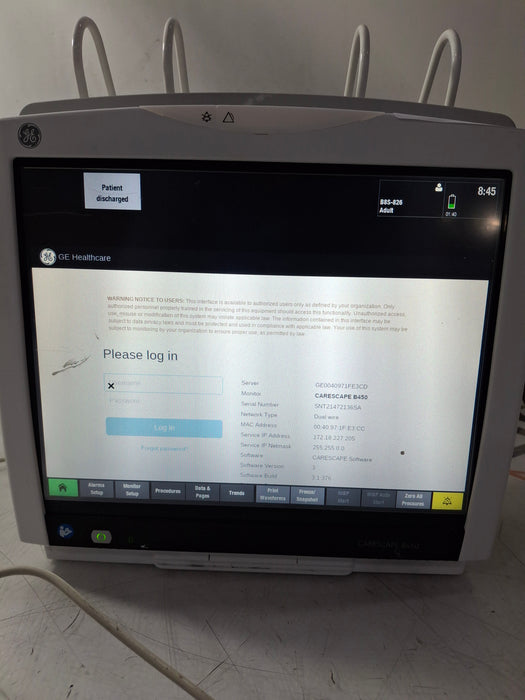 GE Healthcare Carescape B450 Critical Care Patient Monitor