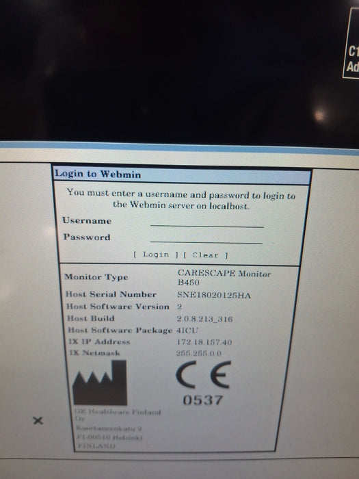 GE Healthcare Carescape B450 Critical Care Patient Monitor