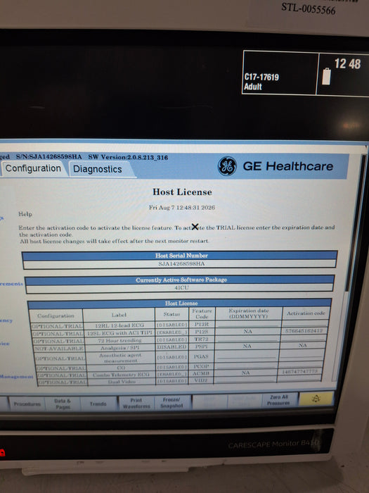 GE Healthcare Carescape B450 Critical Care Patient Monitor
