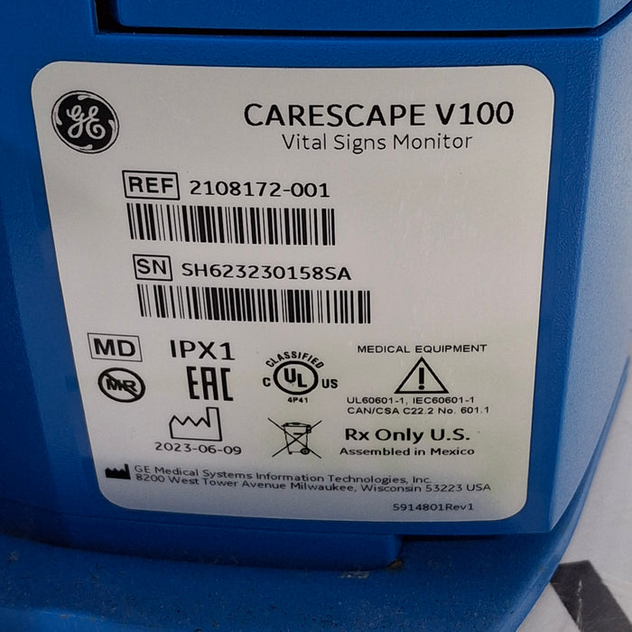 GE Healthcare Dinamap V100 - NIBP, SpO2, Temp Vital Signs Monitor