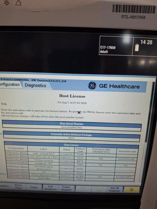 GE Healthcare Carescape B450 Critical Care Patient Monitor