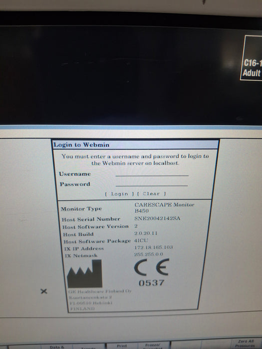 GE Healthcare Carescape B450 Patient Monitor