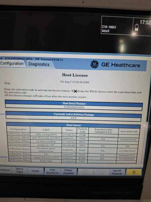 GE Healthcare Carescape B450 Patient Monitor