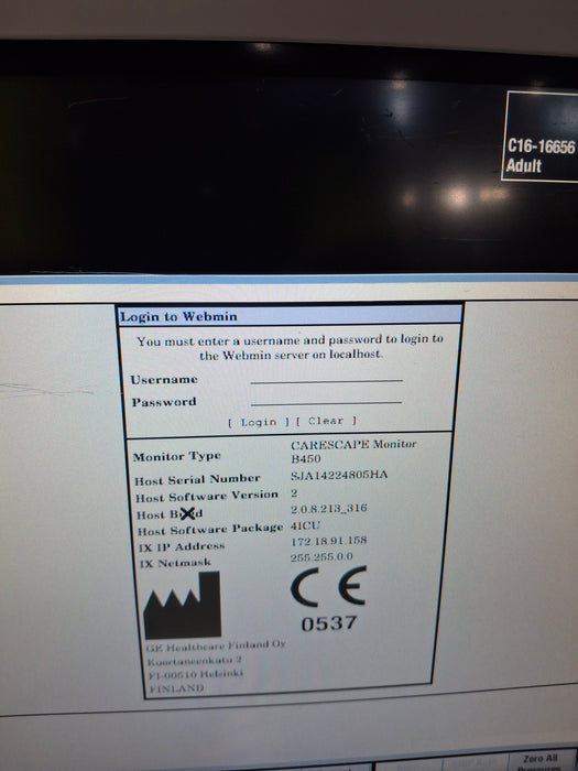 GE Healthcare Carescape B450 Critical Care Patient Monitor