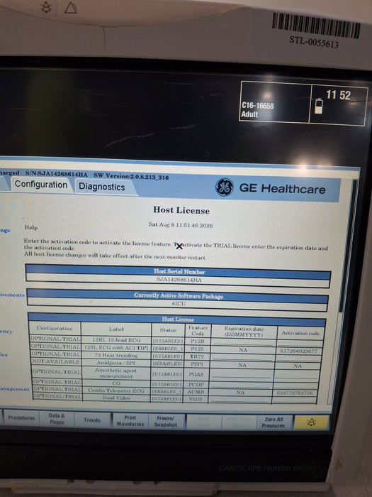 GE Healthcare Carescape B450 Critical Care Patient Monitor