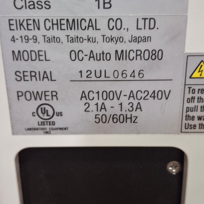 Eiken Chemical Co. OC-Auto MICRO80 Blood Analyzer