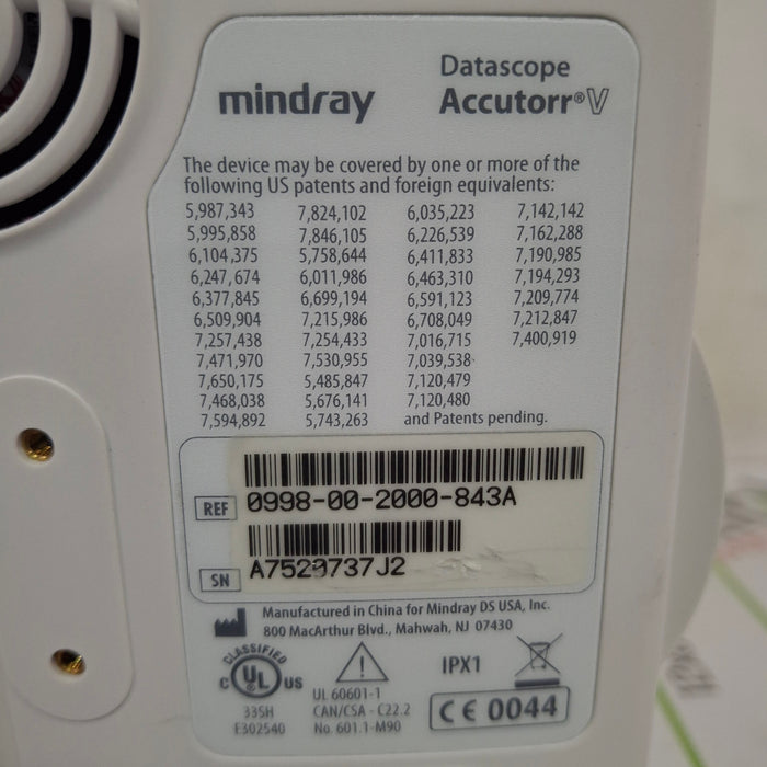 Mindray Datascope Accutorr V Vital Signs Monitor