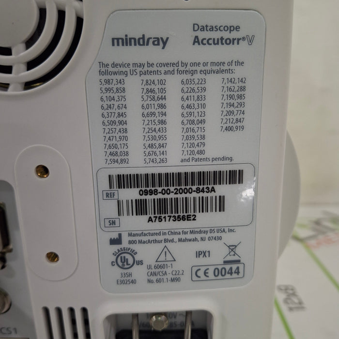 Mindray Datascope Accutorr V Vital Signs Monitor