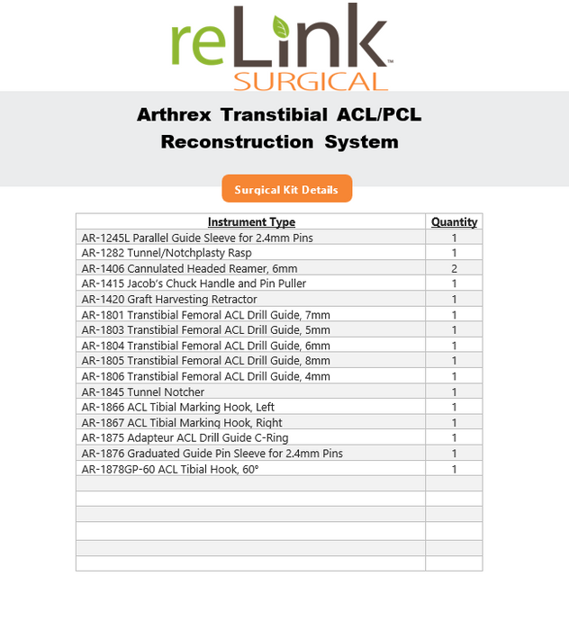 Arthrex Transtibial ACL/PCL Reconstruction System