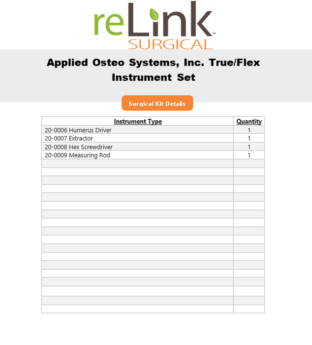 reLink Online Applied Osteo Systems, Inc. True/Flex Instrument Set Surgical Sets reLink Online