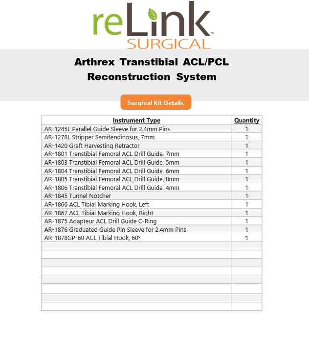Arthrex Transtibial ACL/PCL Reconstruction System