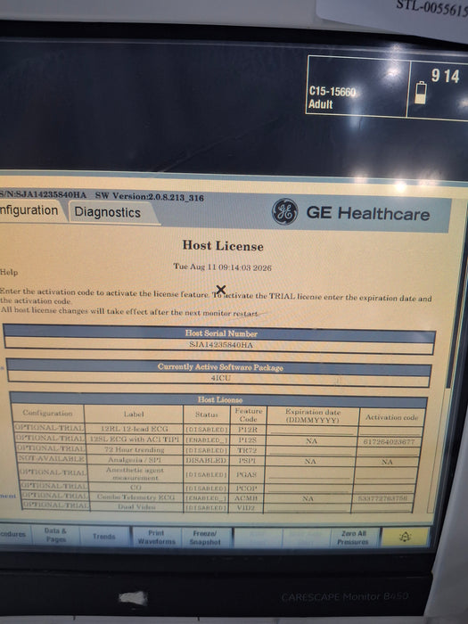 GE Healthcare Carescape B450 Critical Care Patient Monitor