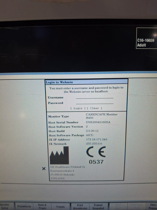 GE Healthcare Carescape B450 Patient Monitor