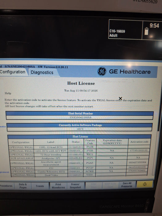 GE Healthcare Carescape B450 Patient Monitor