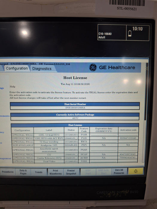 GE Healthcare Carescape B450 Critical Care Patient Monitor