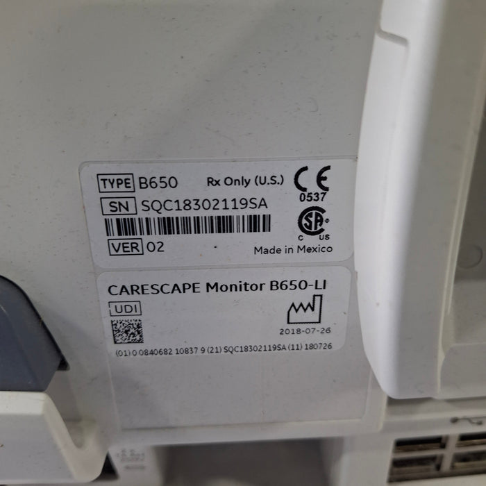 GE Healthcare Carescape B650 Critical Care Patient Monitor