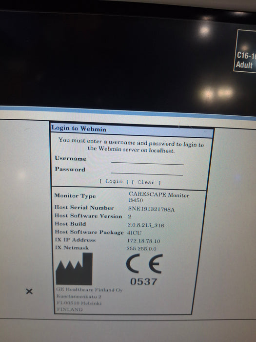 GE Healthcare Carescape B450 Critical Care Patient Monitor